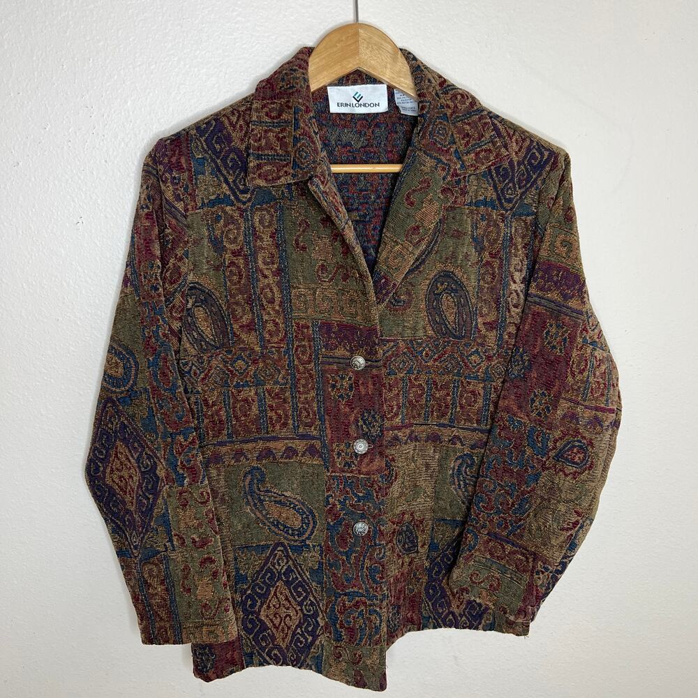 Erin London Tapestry Button Down Blazer Small